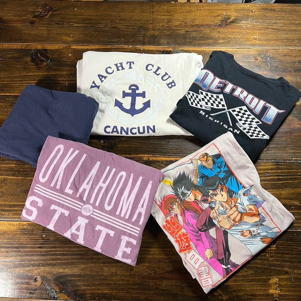 Men's T-Shirt Lot of 5 Size XL Various Brands and Styles Vintage and Modern